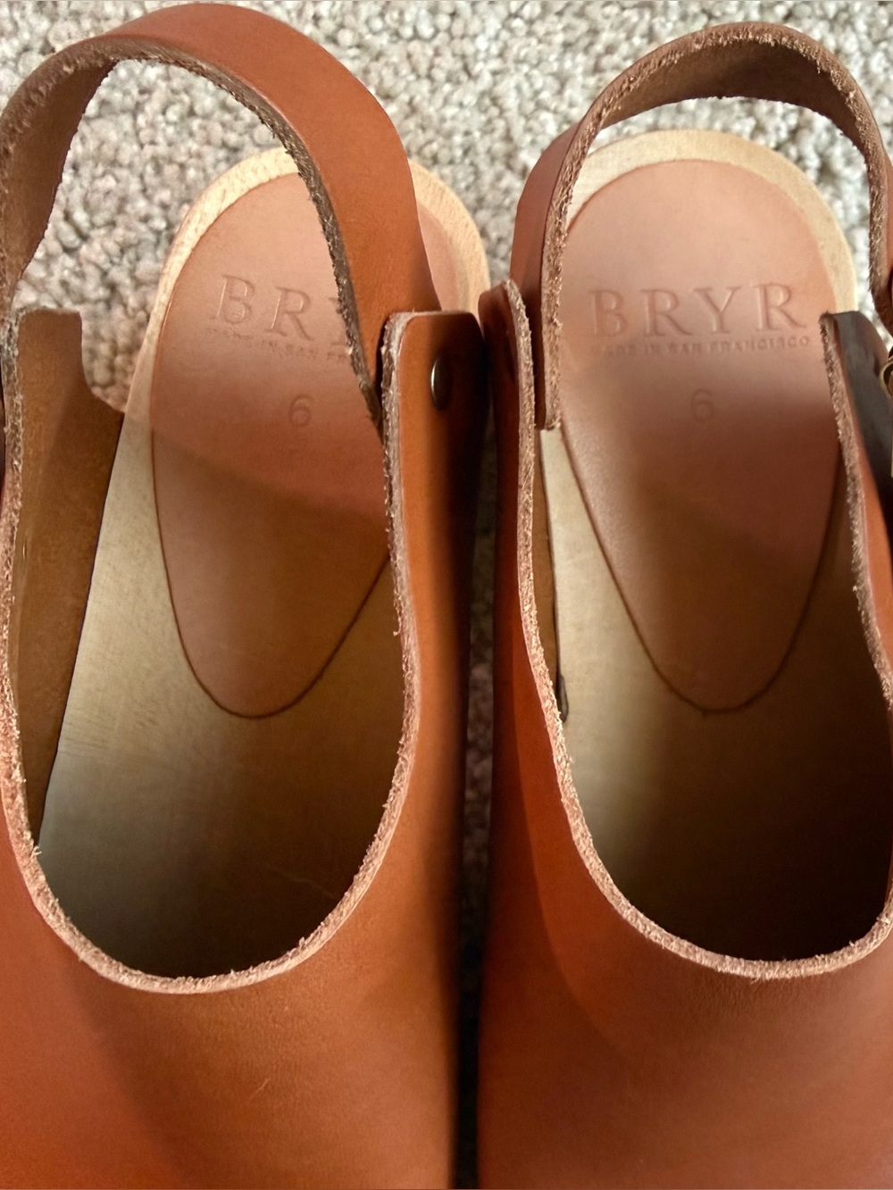 BRYR whiskey Leather Slingback block heel  Clog - Women's - Picture 2 of 5